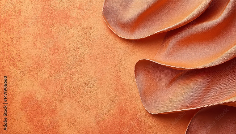 Poster Abstract Orange Texture Background with Metallic Copper Curves Design and Shiny Surface for Modern Art Decorative Element