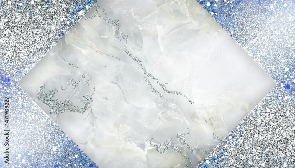 Poster ethereal neural branch over frozen terrain with icy textures and digital snowflakes for abstract branding, web background, or tech print

