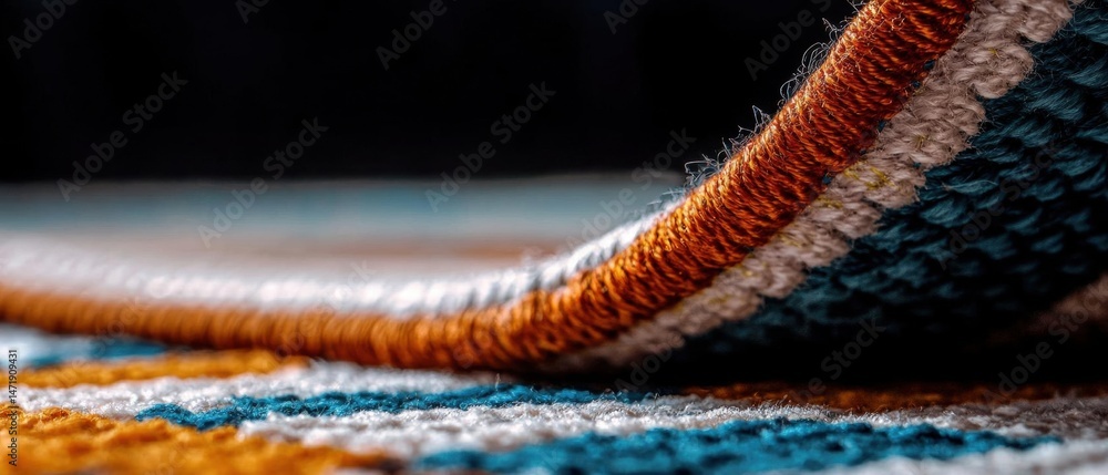 Poster close-up of a woven fabric with a striped pattern. the fabric appears to be made of wool or a simila