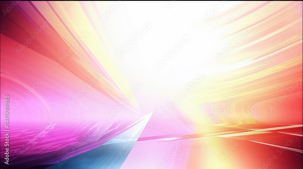 Poster abstract composition with vibrant colors radiating light in a dynamic flow