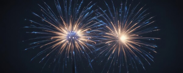 Naklejka premium Isolated blue firework bloom, sharp focus, atmospheric depth , festival, celestial, photography