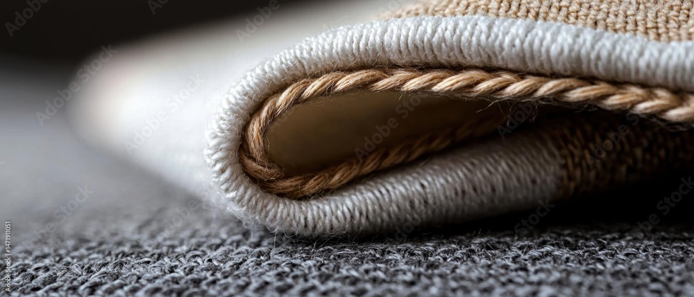Poster close-up of a piece of fabric with a woven texture. the fabric appears to be beige in color and has 