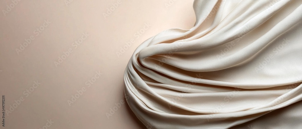Poster close-up of a white fabric with a smooth and elegant texture. the fabric appears to be made of a sil