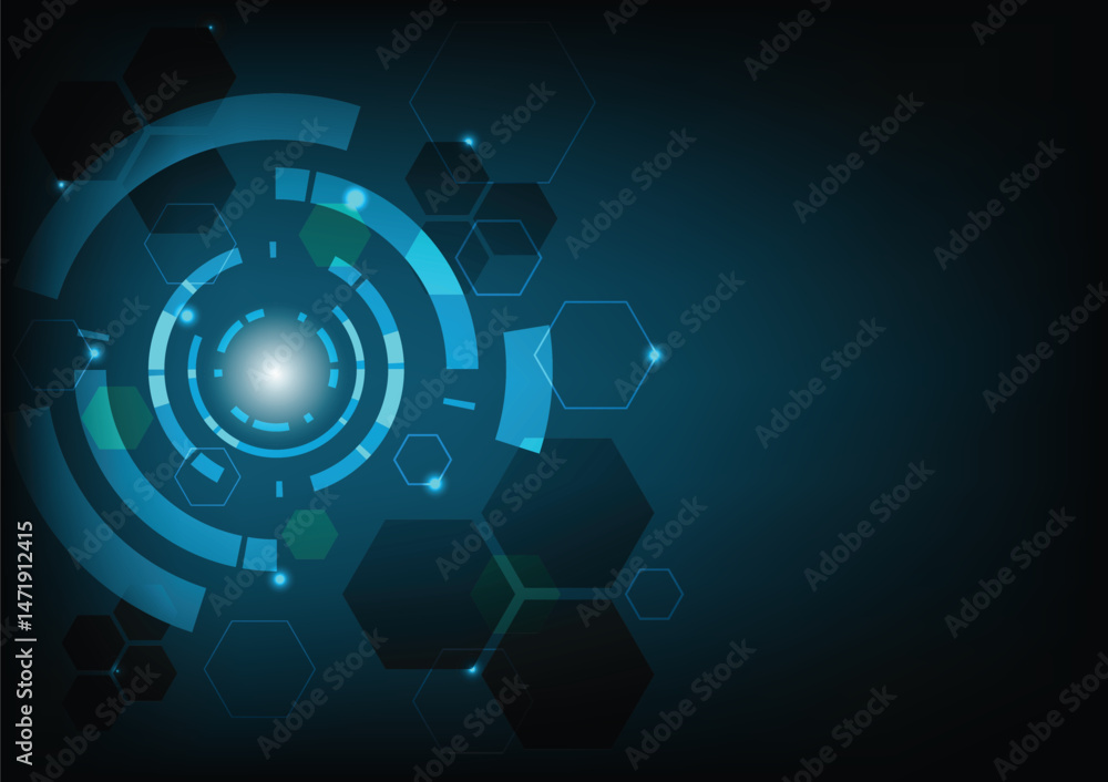 Poster abstract background hexagon honeycomb pattern in blue horizontal vector illustrator. concept of tech
