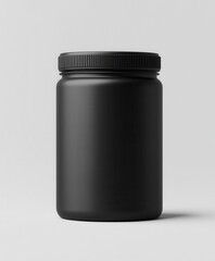 A matte black cylindrical jar with a simple lid