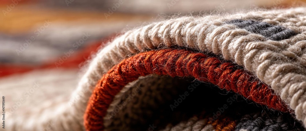 Poster close-up of a woven fabric with a textured surface. the fabric appears to be made of wool or a simil