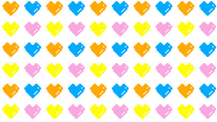 ドット絵ハートいっぱいの背景イラストピクセルアート