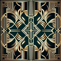 Art Deco Geometric Pattern - Gold Lines on Dark Background Luxury Design
