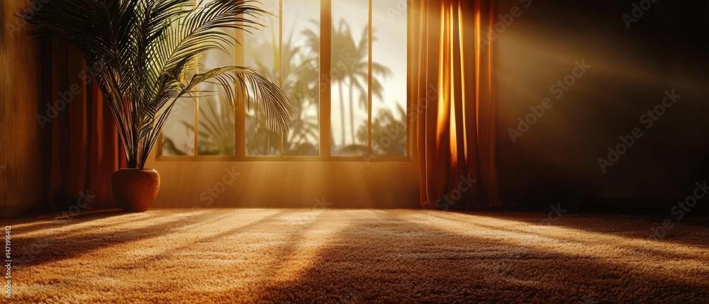 Poster room with a large window that is open, letting in natural light. the window is covered with orange c