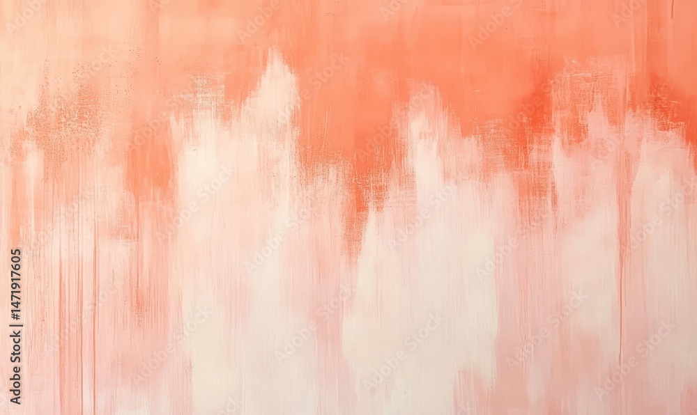 Poster Peach and White Painted Wall Texture Backdrop with Brush Strokes and Abstract Pattern Creates a Distressed Surface Ideal for Artistic and Vintage Style Design