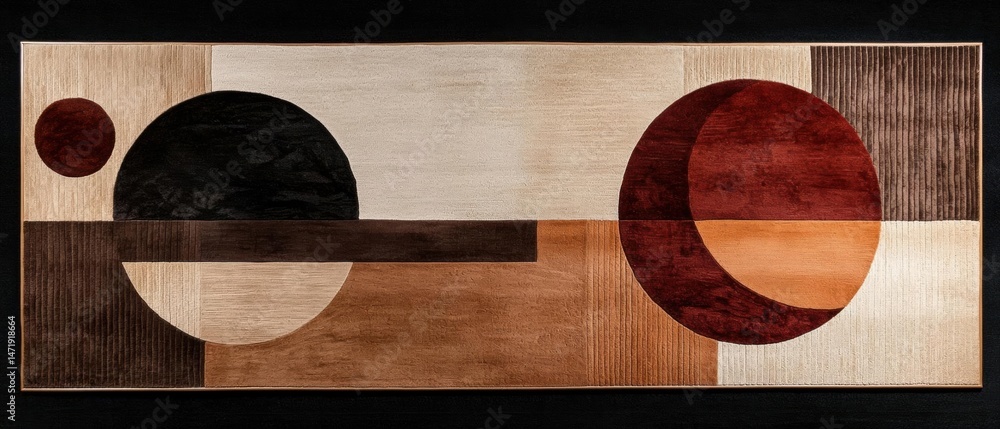Fototapete abstract art piece with a rectangular shape. it has a beige background with a brown and beige color 