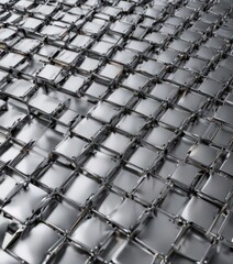 Chrome geometric grid, polished metal texture, grid, texture