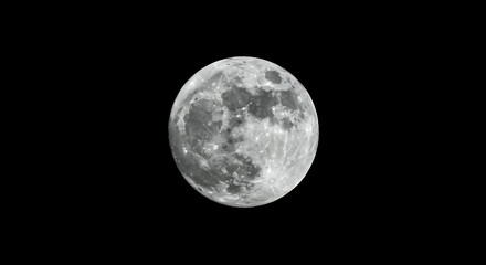 Obraz premium Lunar Beauty: A Stunning Full Moon in the Night Sky - Celestial Wonder, Crescent Moon Phases, and Outer Space Exploration