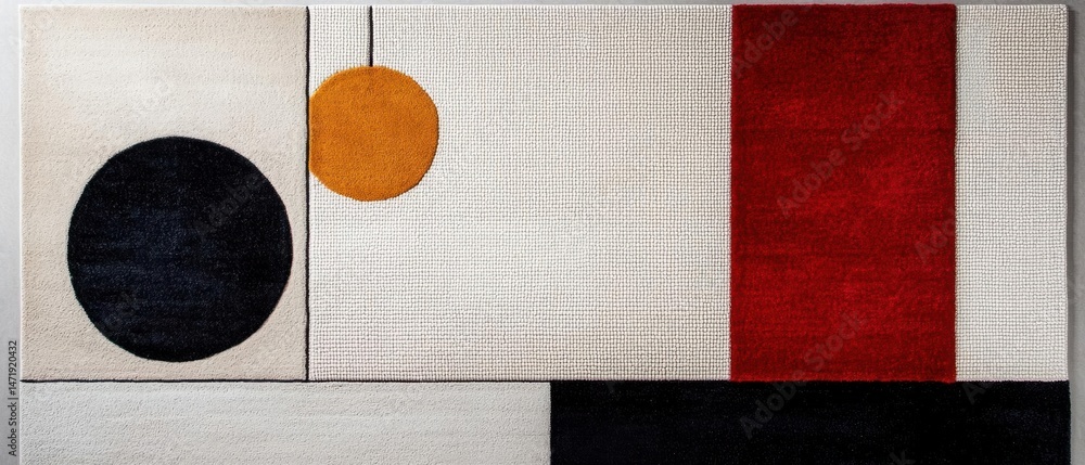 Poster abstract painting with a white background. on the left side of the painting, there is a black circle