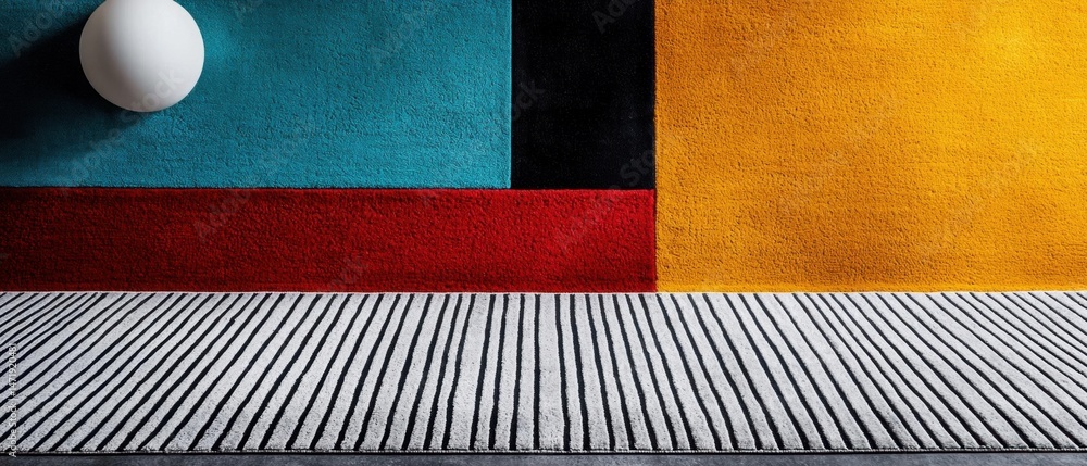 Poster close-up of a colorful abstract composition. the background is divided into four sections, each with