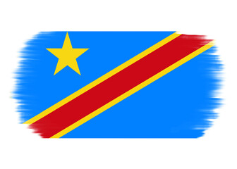 Democratic congo flag isolated on transparent background. Congo flag. Democratic congo flag icon with brush texture paint style. Hand-drawn. National flag PNG. Capital kinshasa