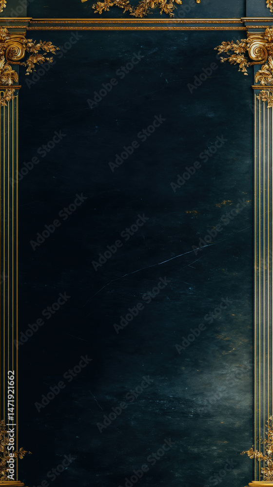 Poster a dark ornate background with golden decorative elements and a rich texture creating an elegant and 