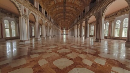 Fototapeta premium Grand Palace Hallway Marble Floor Archway Interior Design