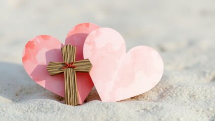 Fototapeta premium Christian love hearts cross faith hope peace jesus christ valentines day religious symbol