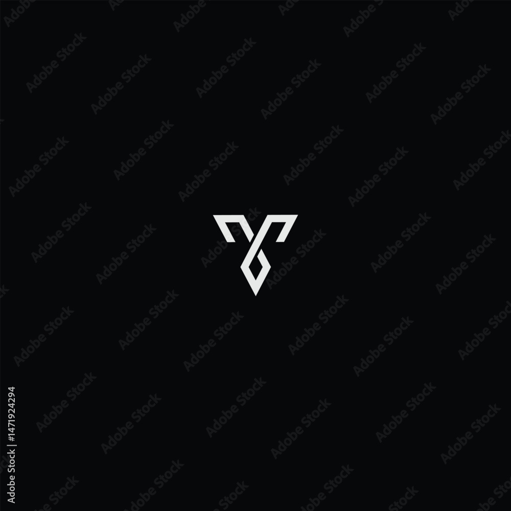Poster one line letter vm or vy monogram with black background.