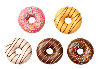 set of donuts isolated on transparent background