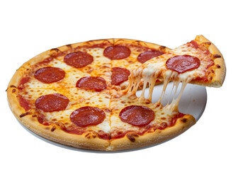 pepperoni pizza isolated on transparent background