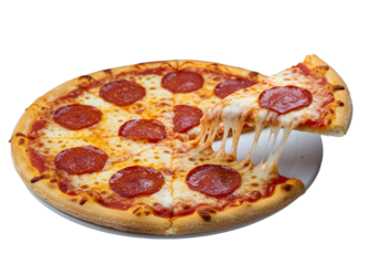 pepperoni pizza isolated on transparent background