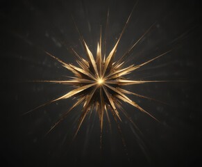 Obraz premium Single gold starburst light illuminates inky black backdrop, gold, galaxy