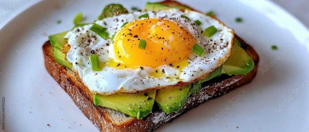 Poster plate with a piece of toast topped with a fried egg. the toast is dark brown and appears to be toast