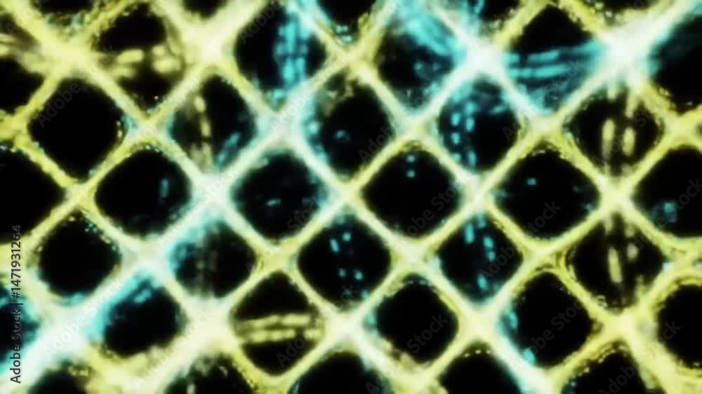 Poster abstract teal and yellow grid pattern: glowing network texture background