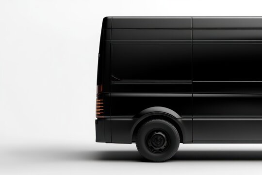 Close-up of black delivery van for branding