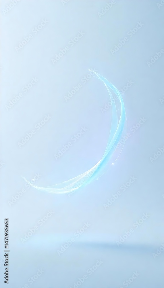 Poster generative ai a delicate blue crescent shape with subtle light trails