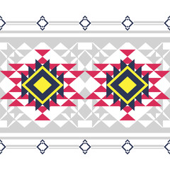 Seamless geometric Ethnic pattern in Navy blue, red. Native American tribal fabric,  tile, carpet, cards, picture books,  vector, often found in textiles and Southwestern design. arabic on the window.