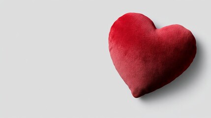Obraz premium Plush, velvety red heart pillow against a bright background