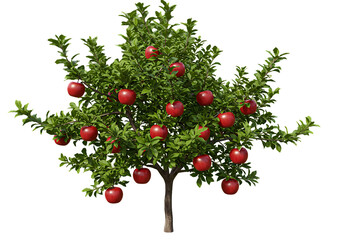 Lush Red Apple Tree Abundant Harvest Image on Transparent background