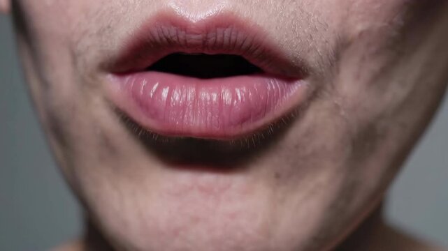 Woman mouth talking and articulating different sounds