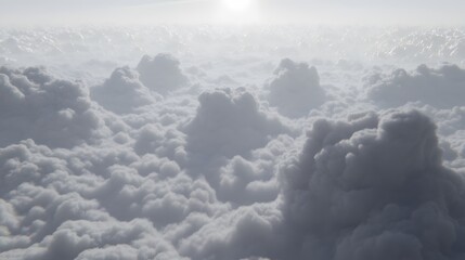 Naklejka premium Stunning Aerial View of Fluffy White Cloudscape Above the Sun