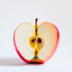 Juicy Red Apple Sliced in Half  Seeds Visible  Healthy Fruit  Food Photography