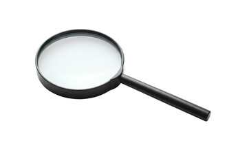 A Simple Black Handheld Magnifying Glass on White Background on Transparent background