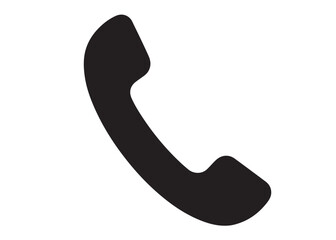 Call icon logo silhouette vector, Telephone logo icon silhouette, telephone handset black and white vector icon, Phone icon logo vector silhouette isolated on white background 