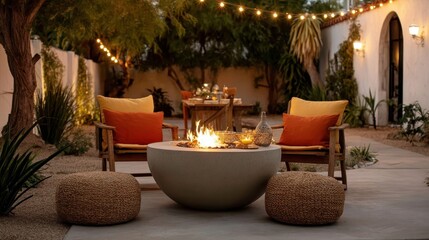 Backyard Fire Pit Gathering: Outdoor Living, Relaxation, and Cozy Evening