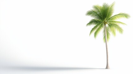 Single, tall, lush palm tree casting shadow