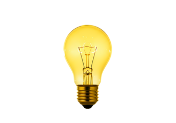 Glowing Light Bulb Idea Innovation Inspiration on Transparent background