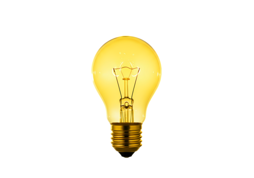 Glowing Light Bulb Idea Innovation Inspiration on Transparent background