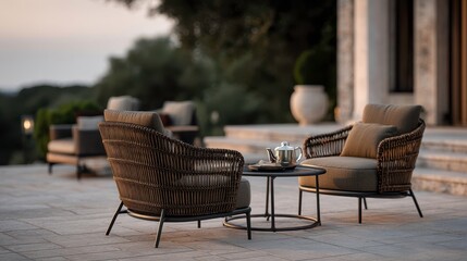 Obraz premium Outdoor Living Furniture: Luxury Patio, Garden, Relaxation, Modern Design