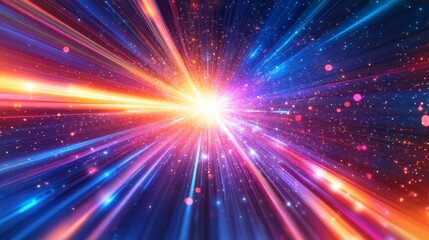 Obraz premium Dynamic radial light streaks in a vibrant space.