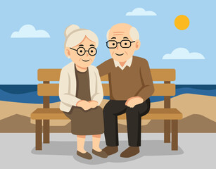old couple take picture in the beach