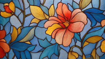 Detailed floral stained glass pattern in vibrant colors.