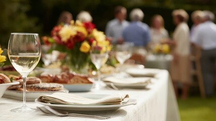 Garden Party Celebration: Outdoor Dining, Festive Gathering, Friends and Family