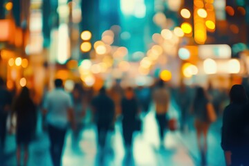 Blur defocus Background of a businesspeople walking crowded building bright office area